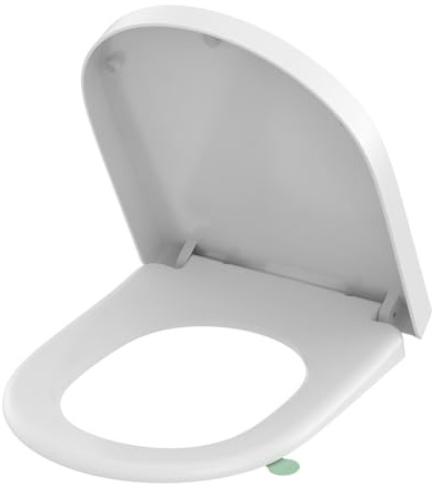 YEAUPE PRO Tavoletta Wc Universale D Forma [LUNGO], Sedile WC Urea-Formaldeide con Chiusura Ammortizzata, Sgancio Rapido & Facile da Pulire, Bianco, Modello Installaz. Incl, 46,4 * 35,9 CM