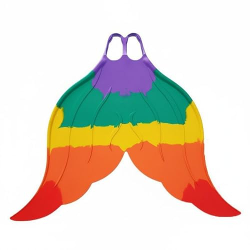 Qianly Monopinna Coda Sirena Materiale Monopinna a Coda di Sirena Allenamento Nuoto Pinna da Immersione Monolitica , Arcobaleno Arancione , 40-42