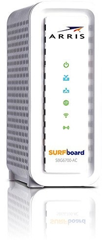 Arris Surfboard (8x4) Docsis 3.0 Cable Modem Plus AC1600 Dual Band Wi-Fi Router, Certified for Comcast Xfinity, Spectrum, Cox & More (SBG6700AC), White, Max Download Speed: 343 Mbps
