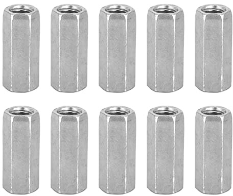 M8 Hex Coupling Nut 10 Pack Zinc Plated Carbon Steel Long Rod Nut M8 Threaded Rod Connector Female Sleeve Standoff Fastener for Industrial Machinery and Communication Equipment
