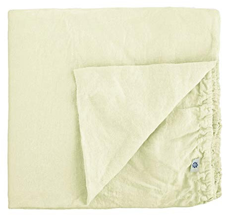 Linen & Cotton Weicher Griff Spannbettlaken Spannbetttuch Bettlaken mit Gummizug Alicia - 100% Leinen Gewaschen, Ecru Weiß (90 x 190 cm) Laken Leintuch Betttuch Hoch Bettwäsche Bett Einzelbett Sommer
