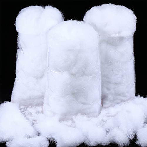 Shappy 7.05 Ounce/ 200 g Christmas Fake Clouds Snow Decoration Artificial White Cloud Fiber Faux Fluffy Snow Indoor Soft Artificial Fake White Cotton Winter Craft Decor Xmas Tree Village Displays