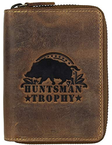 Greenburry Vintage Huntsman Trophy RFID Leder Reißverschluss Geldbörse Portemonnaie Geldbeutel BV-821A-HT-WB, Farbe:Braun