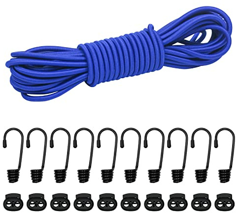 suruikei Rubber Cord 6 mm 10 m Dark Blue Elastic Expander Rope Rubber Cord Rubber Cord Tarpaulin Rope Tension Rope with Hook Accessories DIY (Dark Blue, 6 mm x 10 m)