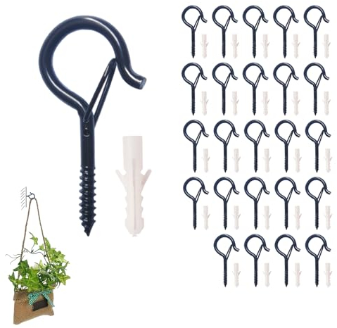 DALAETUS 25 Pièces Acier Inoxydable Vis à Œil Set, 2.2 Pouces Auto-Taraudeuses Crochet a Visser, Crochets à Oeil pour Perles, DIY Artisanat Plafond Cintres, le Bois, Bouteilles Parfaits