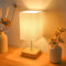 Jayencer Touch Control Table Lamp, Dimmable Touch Control Nightstand Lamp, Bedside Touch Lamp with Wood-Grain Base ＆ Beige Fabric Shade for Bedroom, Living Room, Children's Room, Bulb Included