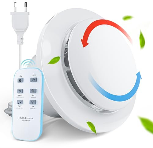 MOCINE Badlüfter 150mm, Leistungsstark und Leise Bidirektionaler Zwei-Geschwindigkeits Abluftventilator mit Drahtloser Fernbedienung