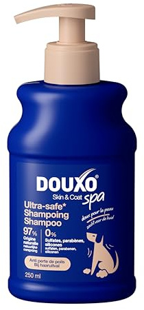 DOUXO Skin & Coat SPA - Ultra-safe Shampoing anti-chute de poils pour chiens, 250ml, limite la perte excessive de poils, nettoie et hydrate la peau, laisse le pelage doux et éclatant, respecte la peau