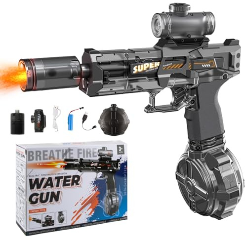Fancysky Pistola ad Acqua Elettrica, Fucile ad Acqua Elettrico, Pistola ad Acqua Potente, Water Gun con Effetti Flash e Rinculo Portata 8M, Estivi Feste all'Aperto, Piscina,Spiaggia Giochi (Grigio)