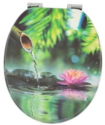 SAINOS MDF-Toilettensitz mit Soft-Close-Mechanismus, O-förmiger Toilettensitz mit verstellbaren Scharnieren aus Zinklegierung Verhindert Rostbildung, 180kg Tragkraft Ergonomisches Design