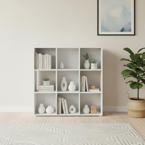 INDE MOBLEKIT | Estantería Cubo 9 Compartimentos 91.2x29.7x91.2 cm, Librería Modular Blanca, Estantería Madera para Libros, Mueble Almacenaje Ideal para Dormitorio o Almacenaje Cocina