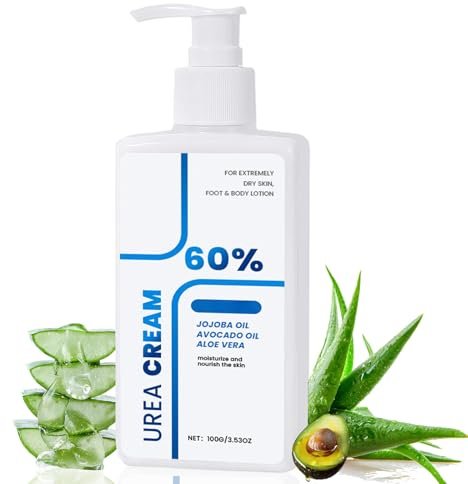 Urea Cream 60 Prozent - Bodylotion Trockene Haut - Hornhautentferner Fußcreme, Handcreme, Körpercreme für rissige Fersen und trockene Haut Tiefe Feuchtigkeitsspendend - Bodylotion Damen & Herren