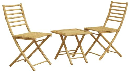 Mhdvray Set da bistrò in bambù, pieghevole, 45 x 45 cm, tavolo 43 x 54 x 88 cm, resistente alle intemperie, per balconi piccoli, giardino, terrazza