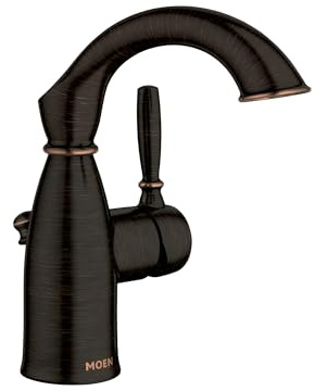 Moen Sarona Mediterranean Bronze One-Handle Single Hole Rustic Farmhouse Bathroom Sink Faucet with Optional Deckplate, 84144BRB