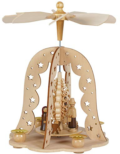 OBC Weihnachtspyramide/Glocke Krippe Natur/Pyramide Weihnachten/im Kunsthandwerks-Stil, handgefertigt/Deko zu Weihnachten