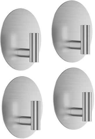 Aikzik Handtuchhalter ohne Bohren, Max 8kg Handtuchhaken Bad Edelstahl, Klebehaken Kleiderhaken Haken Selbstklebend, Ideal für Bad Toilette Küche Büro, Silver