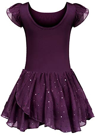 Trudge Ropa de Ballet para Niñas - Vestido Manga Corta de Algodón con Leotardo y Falda Tutú - Traje de Baile