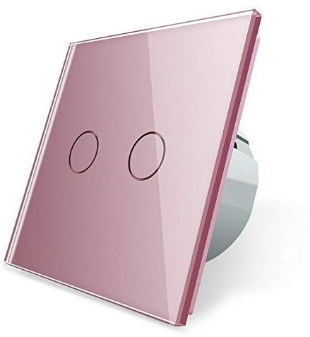 LIVOLO Pinke Serie Lichtschalter Steckdosen Glasblenden Touch für Kinderzimmer Pink Bunt Rosa Lichtschalter Wandschalter Glasrahmen Glas Blende (Rolladenschalter 2 Fach VL-C702W-17)
