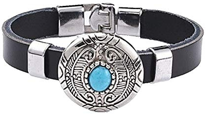 Westernlifestyle Armband Lederarmband mit türkisem Stein auf rundem Concho Biker Western Country Indian