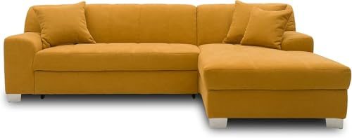 DOMO. collection Ecksofa Capri, Sofa in L-Form, Couch, Polsterecke, Eckcouch, Sofa-Garnitur 239 x 152 x 75 cm (BxTxH), Mango Gelb