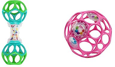 Bright Starts &, Oball Rattle, Pink - Flexibles und leicht Greifbares Design, für Kinder jeden Alters