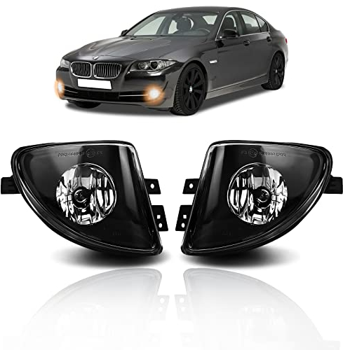 TangMiGe Nebelscheinwerfer Kompatibel mit BMW 5er F10 F11 01/2009-06/2013, für Standard Stoßstange, für Fahrzeuge mit Standheizung, 63177216888 63177216887, 1 Paar, Schwarz Smoke Objektiv