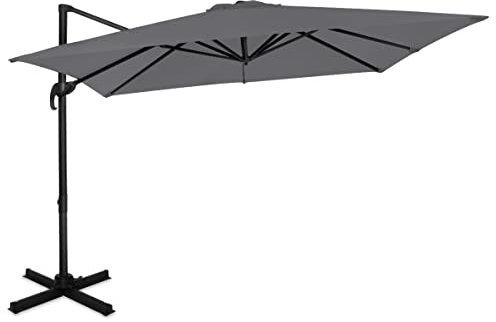 VONROC Parasol Cantilever Pisogne 300x300cm- Parasol Inclinable - Gris - Terrasse Extérieure, Orientable à 360° - Grande Surface d'Ombrage - Robuste et Durable - Housse Parasol Incluse