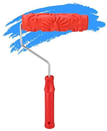 Natudeco DIY Patterned Paint Roller Wall Painting Roller Decorative Rubber Roller Rubber Embossed Roller with Plastic Handle Household DIY Paint Art Tool for Wall Decoration
