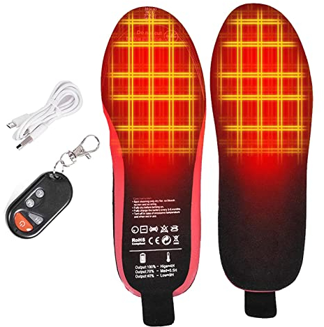 Beheizbare Einlegesohlen mit akku Fernbedieung USB | Beheizbare Sohlen für Herren und Damen, Bis zu 5-6 Stunden Akkulaufzeit | für Wandern,Klettern,Camping,Outdoor-Arbeiten (M-Code: 35-40 Euro-Code)
