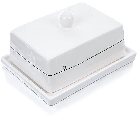 Orion - Butterdose mit deckel aus Weiß keramik - Butterschale - Butterdosen - Butter behälter dish - Butterglocke - Butterbehälter - Butterbox - Butterfass - Kräuterbutter - Butterspender