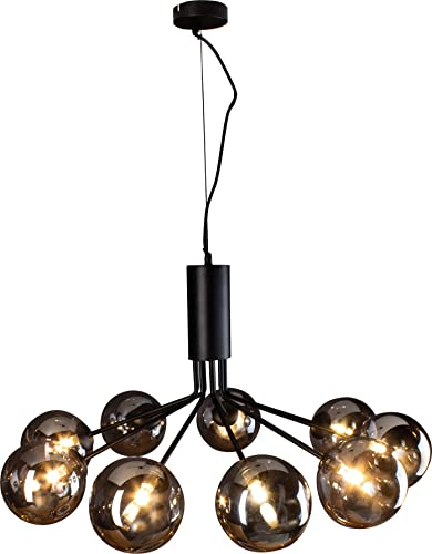 Leuchte.Store Pendelleuchte Neptun,Hängelampe in Schwarz,Hängeleuchte aus Metall & Glas,Esstischlampe 9 flammig (9xG9 max.28 Watt),Wohnzimmerlampe,Glasleuchte,Pendellampe…