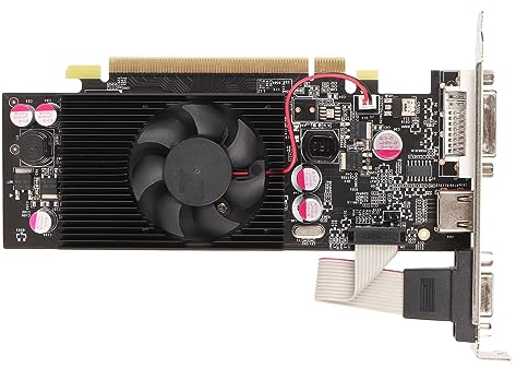 Annadue Tarjeta Gráfica GT 210 de 1 GB, Tarjeta de Vídeo DDR2 de 64 bits PCI Express 2.0 X16 para Juegos de PC, con Puertos HDMI DVI VGA y Ventilador de Refrigeración, Compatible con