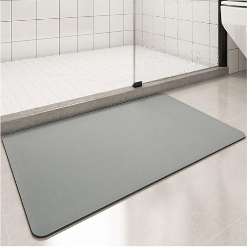 Apomkjoe Badematte rutschfest, Super Saugfähige Bodenmatte, Schnell Trocknende Badezimmermatten, Saugfähige Badezimmerteppich Für Zuhause, Einfache Badezimmer-Fußmatte (Dunkelgrau, 80 x 50 cm)