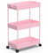 SPACEKEEPER Küchenwagen mit 3 Ebenen, Rollwagen Nischenregal auf Rollen, platzsparendes Badregal und Küchenregal für Küche Büro Bad, 40x22x61cm,Rosa