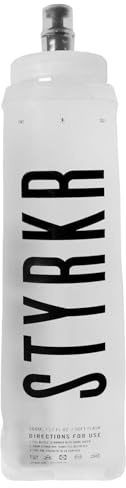 STYRKR 500ml Soft Water Bottle - Running Flask in Clear/Transparent - Foldable & Squeezable, Wide Mouth & Easy Clean - Bike, Sports or Gym