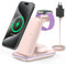 CIYOYO Cargador inalámbrico, Estación de Carga Inalámbrica 3 en 1 para iPhone 15/14/13/12/11/Pro/Pro MAX/XS/XR/X/8, Soporte de Carga rápida de 18 W para Apple Watch 2-Ultra, Rosado