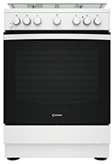 Indesit - Cuisinière à gaz IS67G4PHW/E/1 - Cuisinière à gaz avec four électrique 60x60x90cm Blanc avec 4 feux. Four avec plaque de cuisson classe A