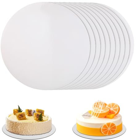 (10 Pcs) sottotorta tondo 30 cm /12 Pollici di Cartone, Vassoio Torta Rotondo Riutilizzabile in Cartone da 3 mm di spessore, sottotorta tondo per Feste Matrimoni, Decorazioni per Torte.