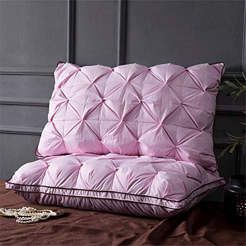 Set di 2 cuscini in piuma d'oca rosa di lusso, super morbidi, 100% piuma d'oca bianca, qualità alberghiera, dimensioni standard 48 x 74 cm