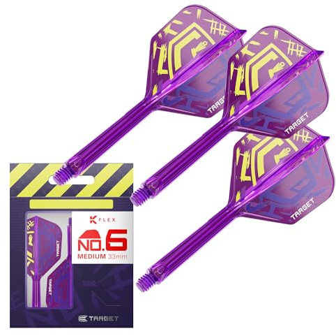 Target Darts Luke Littler World Champion K Flex Flights and Shaft System, No.6 | The Nuke 2025 Edition Kflex, All in One Integrated Flights and Shafts (Pack of 3) – Medium, 33mm