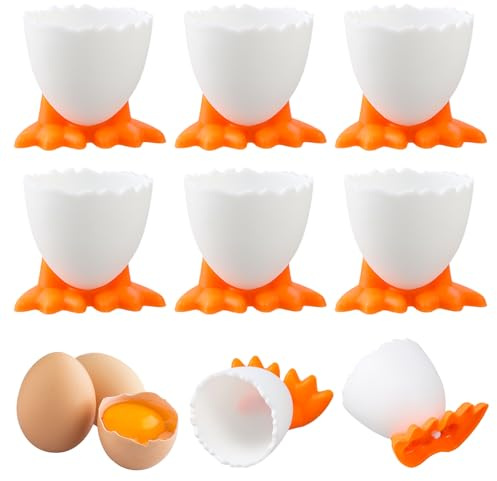 Rieoany 6 Pezzi Portauovo, Vassoio per Portauova in Plastica, Porta Uova per Colazione, Porta Uovo a Forma di Cartone Animato Carino, per Cucina, Ristorante e Campeggio