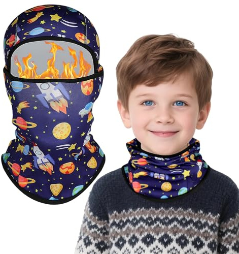 TAGVO Passamontagna in Pile per Bambini 4-12 Anni, Multifunzionale Maschera da Sci Traspirante Termico Invernale, Cartone Animato Carino Elasticizzato Cappello con Scaldacollo per Ragazzi e ragazze