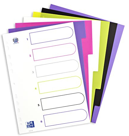 Plastregister myColour blanko 6 ark 6 delar för DIN A4 plastgister med inskrivbart omslag multicolor