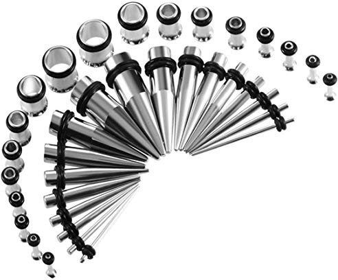 BOOM 36-Piece Stainless Steel Ear Expander Tunnel Taper + Plug 1.6 mm - 10 mm Silicone, Silicone