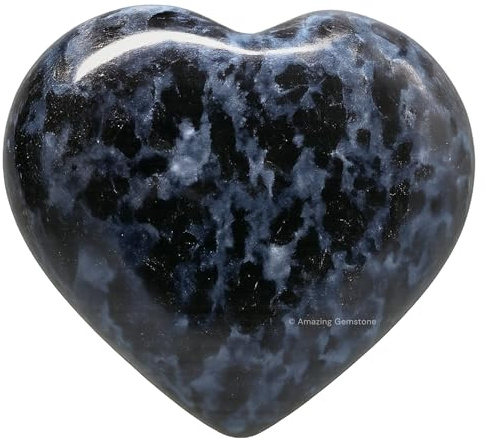 Indigo Gabbro kristallhjärta palmsten – fickmassage bekymmerssten för naturlig kropp chakra-balansering, Reiki-helande och kristallnät