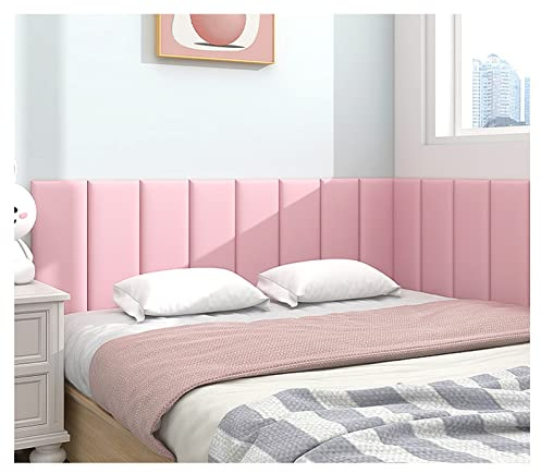 PFCDZDU Autoadhesivo 3D Cabecero Esponja, Decoración con Revestimiento PU Cojín Suave Papel Pintado, Anticolisión Paneles Pared para Dormitorio Sala Juegos (Color : Rosado, Tamaño : 160x50cm)