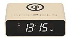 FRUGALINO Wecker Digital mit QI-Ladefunktion, Kabelloses Laden, Digital Dual Alarm Clock, Schlummerfunktion, Ladestation mit dimmbarem Display in 5 Stufen, Wireless Charger, Wecker ohne Ticken, beige