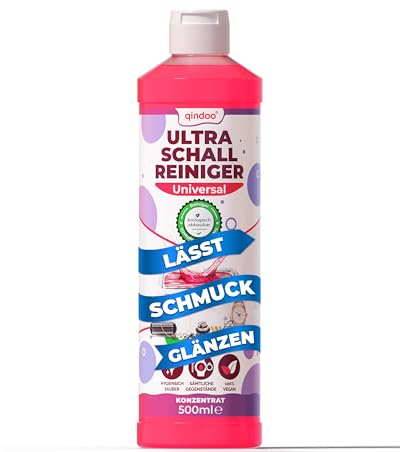 Qindoo Nettoyeur à ultrasons concentré pour bijoux, chaînes, bagues, boucles d'oreilles, 500 ml