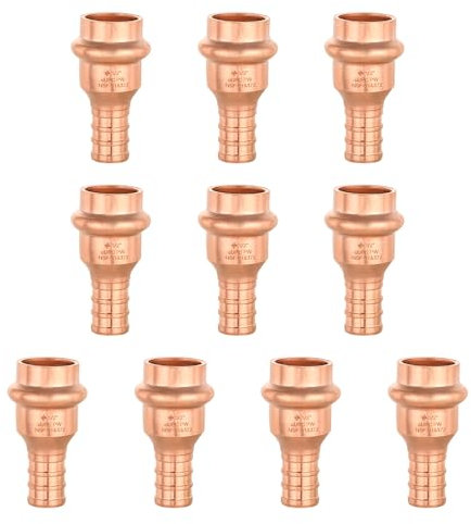 EFIELD - Confezione da 10 raccordi a crimpare in rame PEX da 1,27 cm, per connessione a tubi in rame e PEX, confezione da 10
