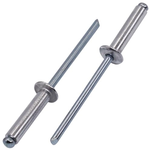 SKIR'CO 50 rivetti ciechi in alluminio 5,0 x 20 mm, mandrino in acciaio, rivetti a testa bombata, DIN 7337